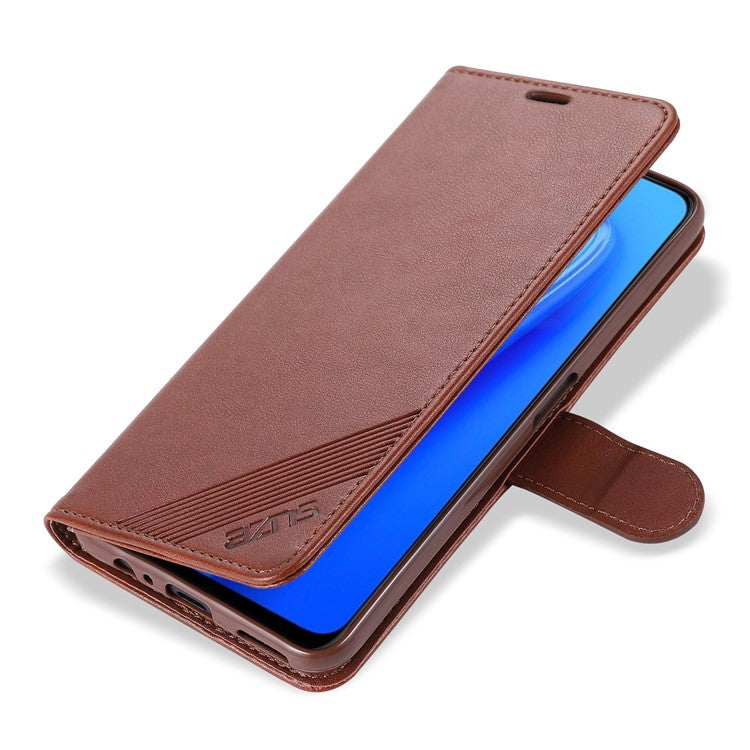 AZNS PU Leather Wallet Stand Mobile Phone Cover for Oppo A93 5G/A74 5G - Brown