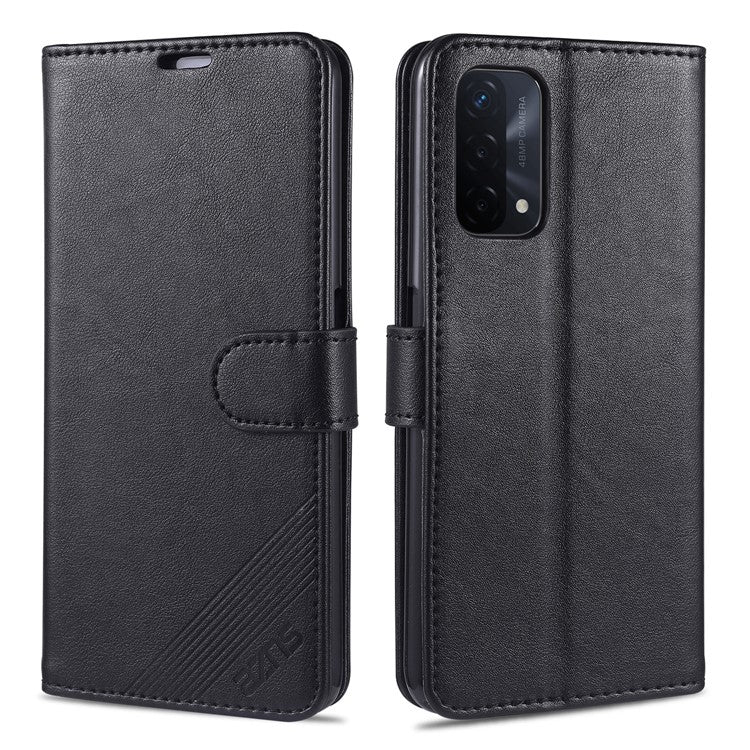 AZNS PU Leather Wallet Stand Mobile Phone Cover for Oppo A93 5G/A74 5G - Black