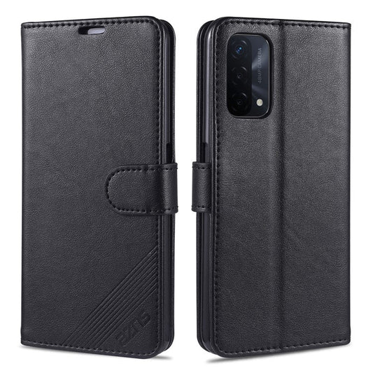 AZNS PU Leather Wallet Stand Mobile Phone Cover for Oppo A93 5G/A74 5G - Black