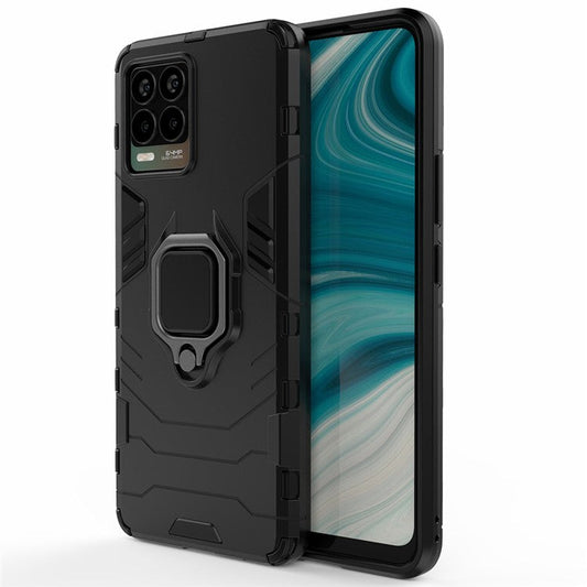 Cool Guard PC + TPU Combo Well-Protected Kickstand Hybrid Phone Cover Case for Realme 8 - Black