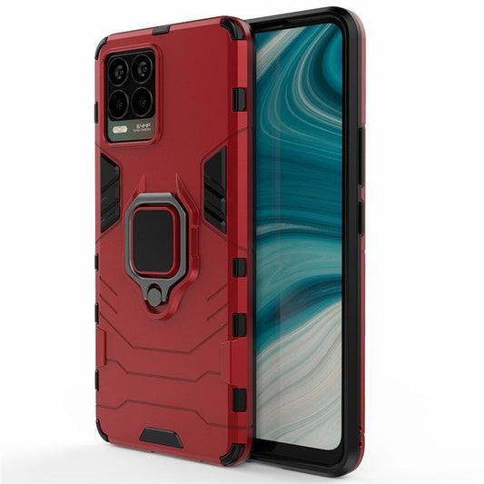 Cool Guard PC + TPU Combo Well-Protected Kickstand Hybrid Phone Cover Case for Realme 8 - Red