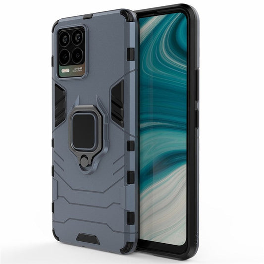 Cool Guard PC + TPU Combo Well-Protected Kickstand Hybrid Phone Cover Case for Realme 8 - Blue