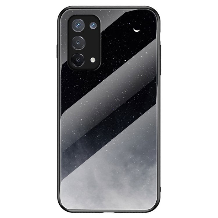 Starry Sky Pattern Tempered Glass Hybrid Case for OPPO A74 5G Mobile Phone Cover Shell - Black Starry