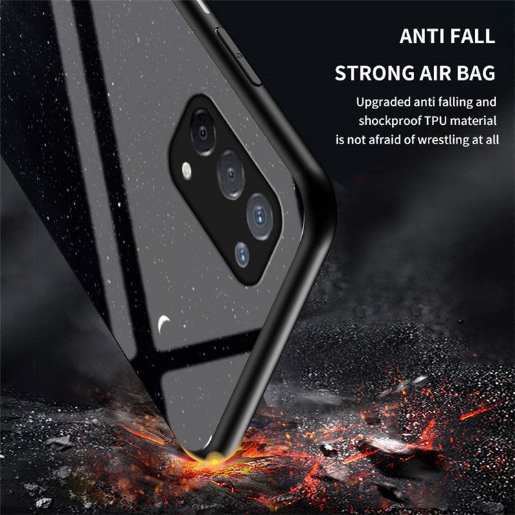 Starry Sky Pattern Tempered Glass Hybrid Case for OPPO A74 5G Mobile Phone Cover Shell - Black Starry