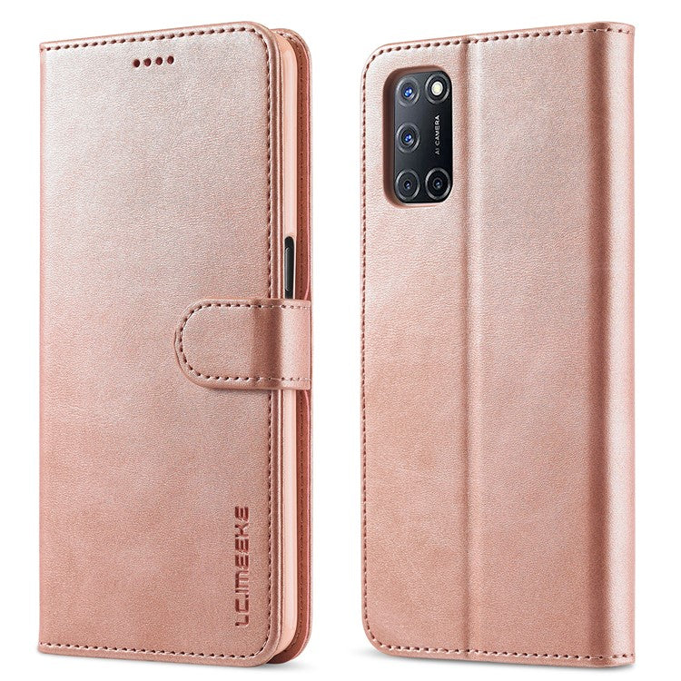 LC.IMEEKE for Oppo A74 5G/A93 5G/A54 5G Practical Wallet Stand Design Leather Mobile Phone Case - Rose Gold