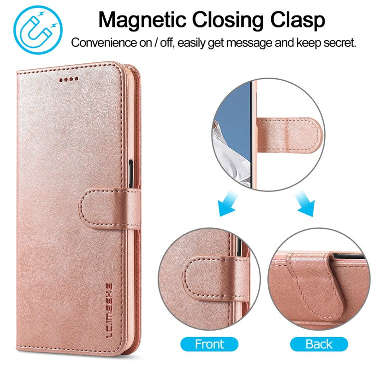 LC.IMEEKE for Oppo A74 5G/A93 5G/A54 5G Practical Wallet Stand Design Leather Mobile Phone Case - Rose Gold