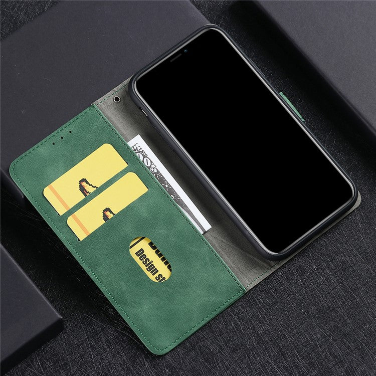 Skin-touch PU Leather Protective Phone Cover with Supporting Stand Wallet for Realme 8 Pro/Realme 8 - Green