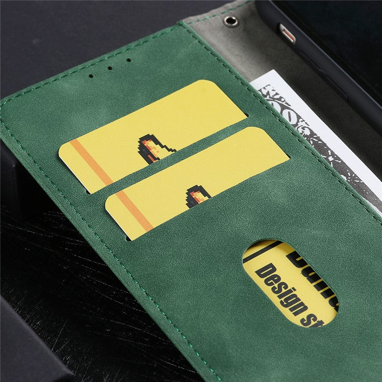 Skin-touch PU Leather Protective Phone Cover with Supporting Stand Wallet for Realme 8 Pro/Realme 8 - Green