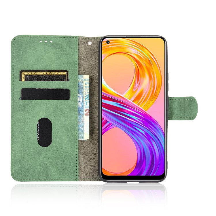 Skin-touch PU Leather Protective Phone Cover with Supporting Stand Wallet for Realme 8 Pro/Realme 8 - Green