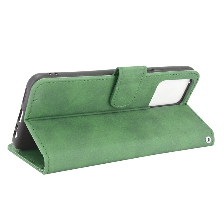 Skin-touch PU Leather Protective Phone Cover with Supporting Stand Wallet for Realme 8 Pro/Realme 8 - Green