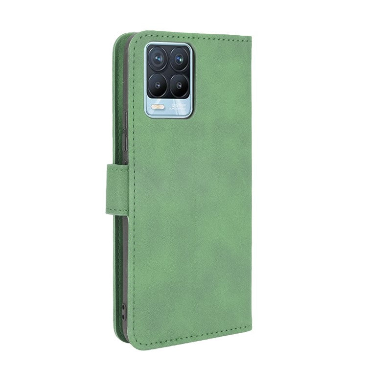 Skin-touch PU Leather Protective Phone Cover with Supporting Stand Wallet for Realme 8 Pro/Realme 8 - Green