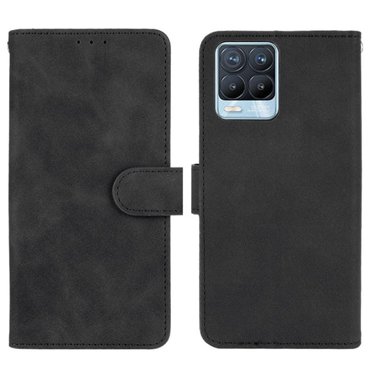 Skin-touch PU Leather Protective Phone Cover with Supporting Stand Wallet for Realme 8 Pro/Realme 8 - Black