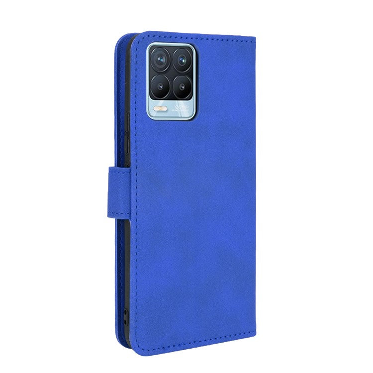 Skin-touch PU Leather Protective Phone Cover with Supporting Stand Wallet for Realme 8 Pro/Realme 8 - Blue