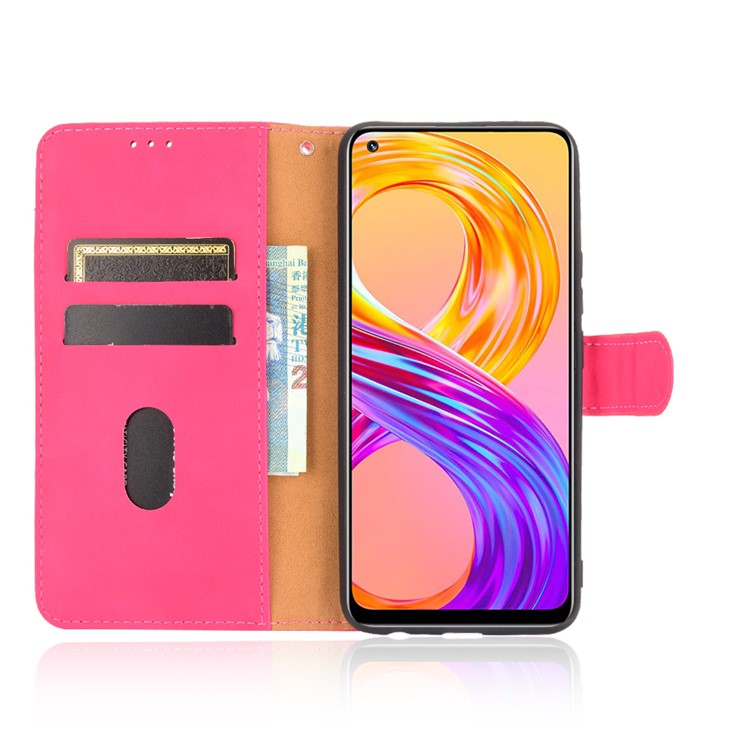 Skin-touch PU Leather Protective Phone Cover with Supporting Stand Wallet for Realme 8 Pro/Realme 8 - Rose