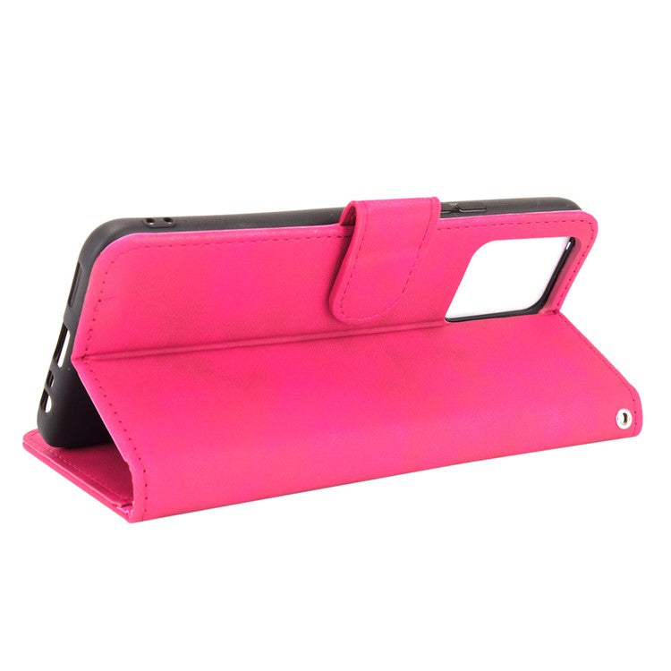 Skin-touch PU Leather Protective Phone Cover with Supporting Stand Wallet for Realme 8 Pro/Realme 8 - Rose