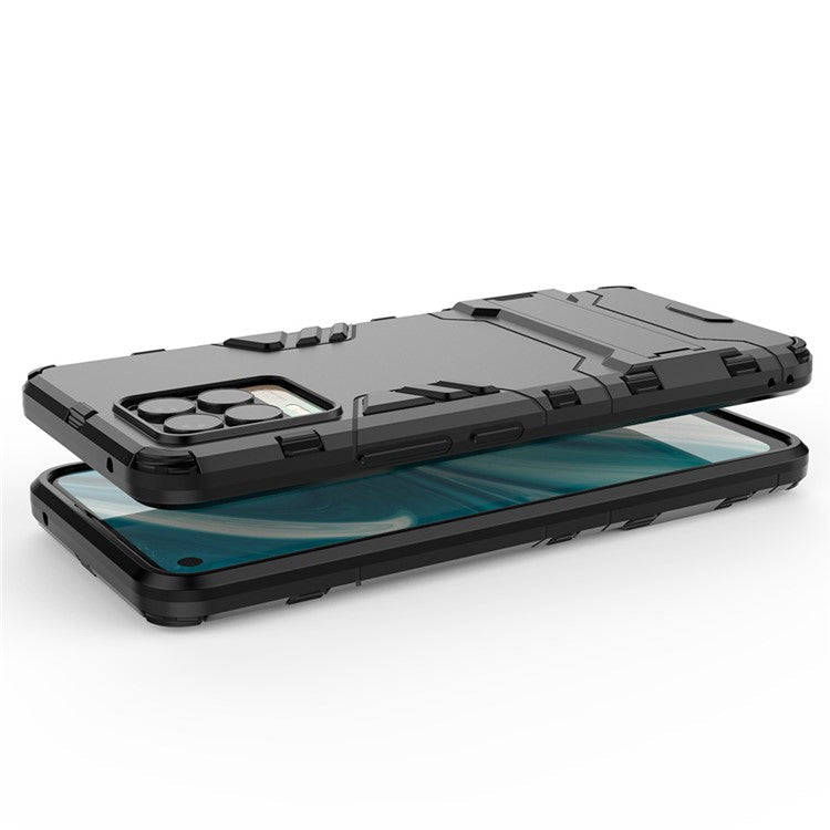 2-in-1 PC + TPU Hybrid Phone Case Cover Shell with Kickstand for Realme 8 4G - Black