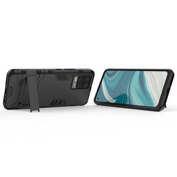 2-in-1 PC + TPU Hybrid Phone Case Cover Shell with Kickstand for Realme 8 4G - Black
