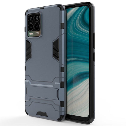 2-in-1 PC + TPU Hybrid Phone Case Cover Shell with Kickstand for Realme 8 4G - Blue