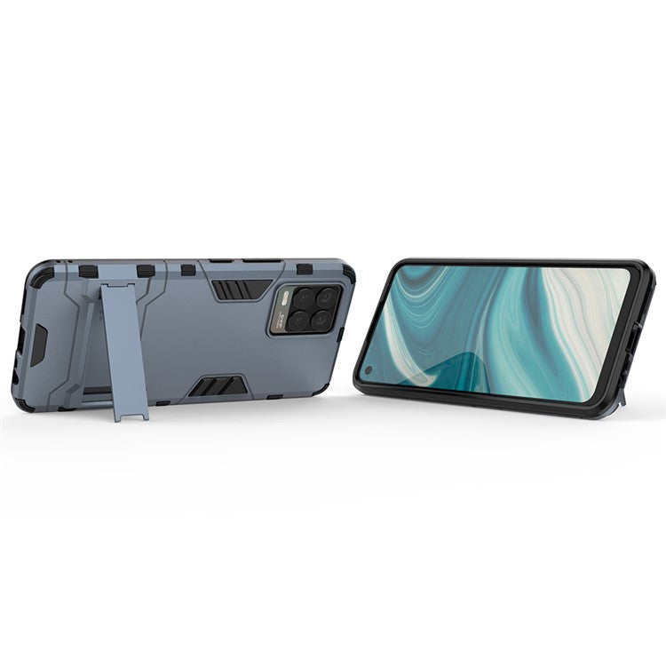 2-in-1 PC + TPU Hybrid Phone Case Cover Shell with Kickstand for Realme 8 4G - Blue