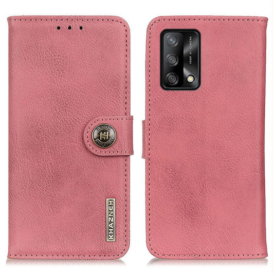 KHAZNEH Leather Protector Case Wallet Stand Phone Cover for Oppo F19 / A74 4G - Pink