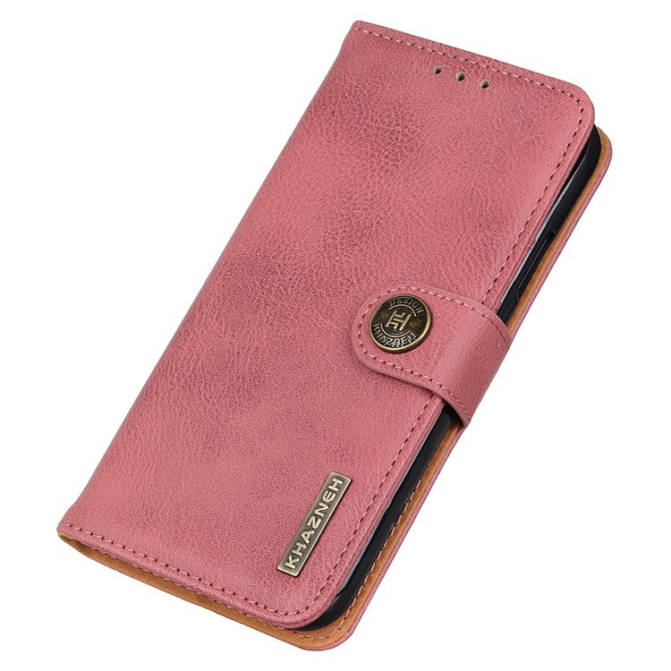 KHAZNEH Leather Protector Case Wallet Stand Phone Cover for Oppo F19 / A74 4G - Pink