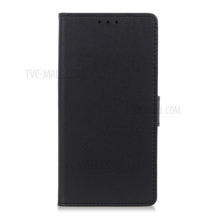 PU Leather Wallet Stand Protective Phone Cover for Oppo F19 / Oppo A74 4G - Black