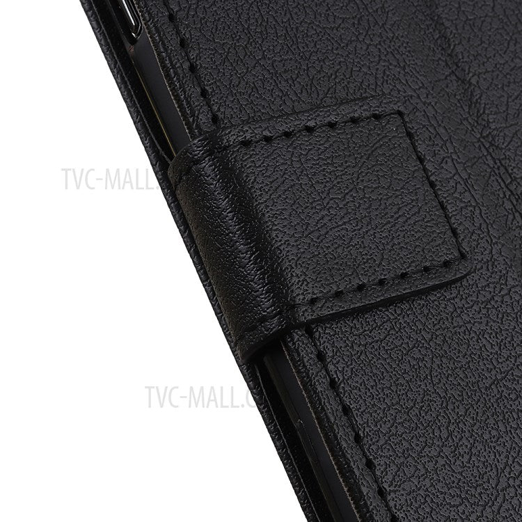 PU Leather Wallet Stand Protective Phone Cover for Oppo F19 / Oppo A74 4G - Black