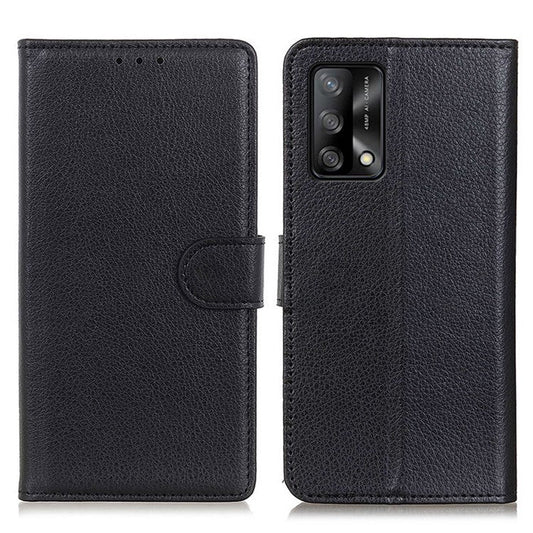 Litchi Texture Leather Wallet Stand Flip Case for Oppo F19 / Oppo A74 4G - Black