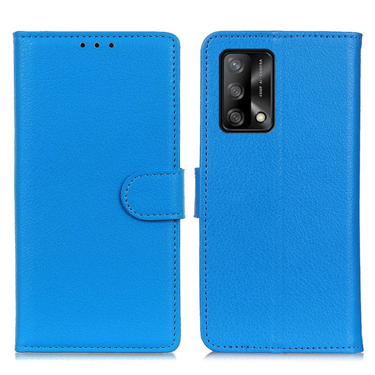Litchi Texture Leather Wallet Stand Flip Case for Oppo F19 / Oppo A74 4G - Blue