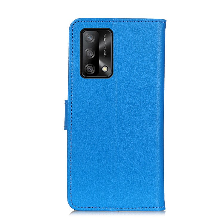 Litchi Texture Leather Wallet Stand Flip Case for Oppo F19 / Oppo A74 4G - Blue