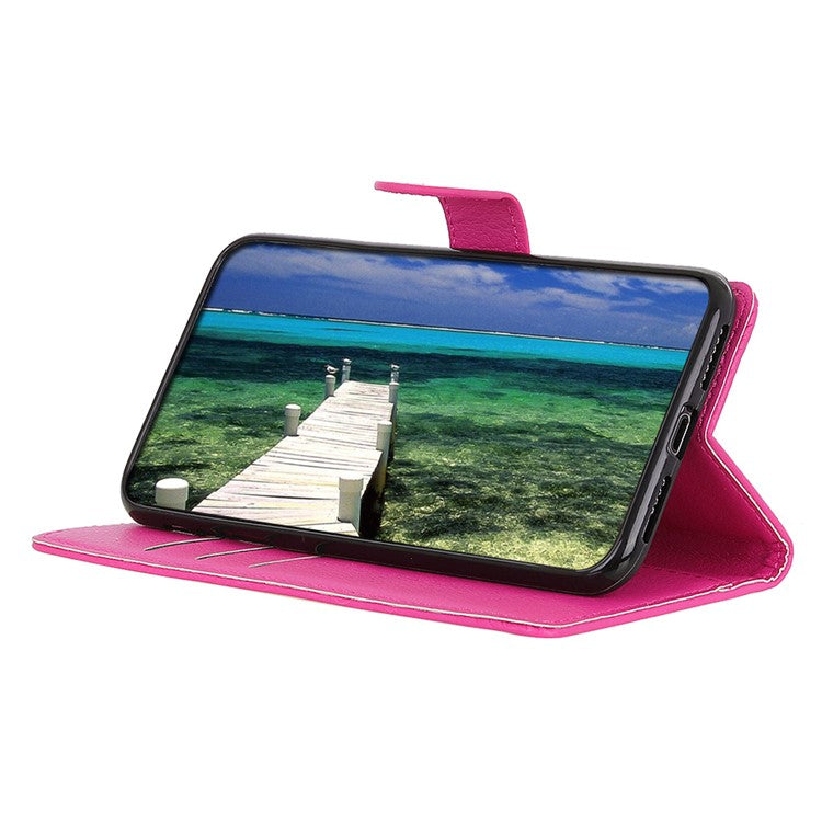 Litchi Texture Leather Wallet Stand Flip Case for Oppo F19 / Oppo A74 4G - Rose