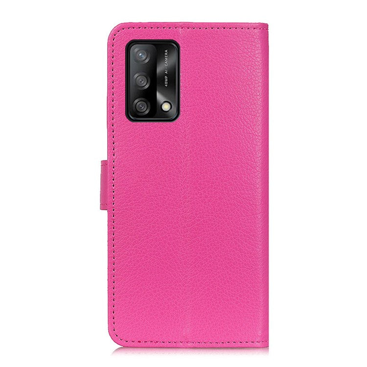 Litchi Texture Leather Wallet Stand Flip Case for Oppo F19 / Oppo A74 4G - Rose
