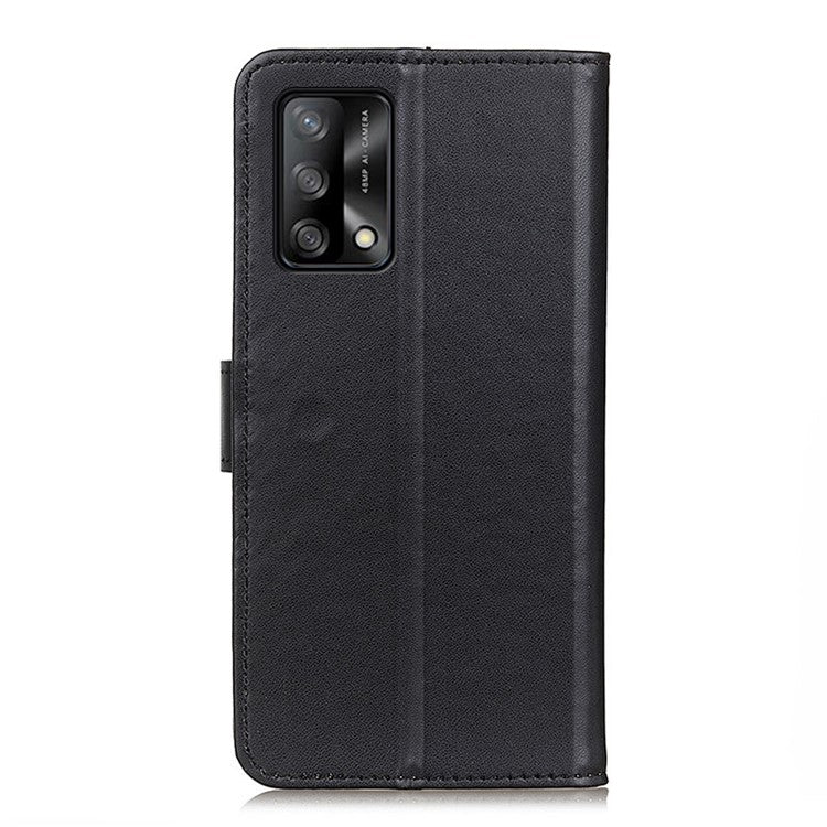 Magnetic Clasp PU Leather Protective Phone Wallet Stand Shell Case for Oppo F19 / Oppo A74 4G - Black