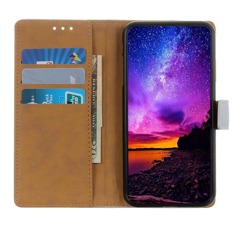 Magnetic Clasp PU Leather Protective Phone Wallet Stand Shell Case for Oppo F19 / Oppo A74 4G - Blue