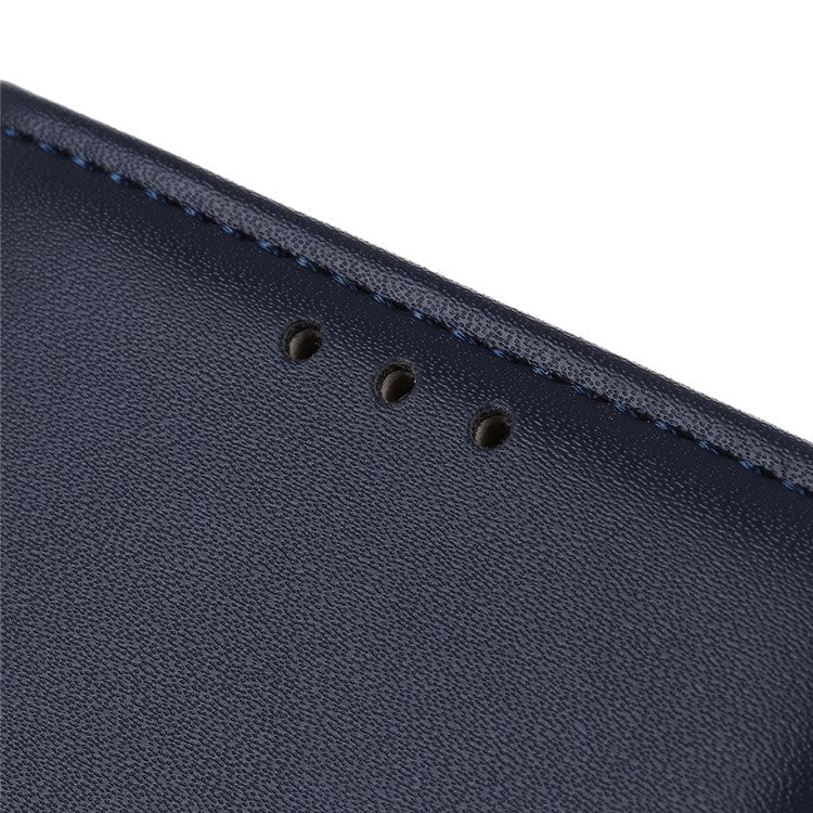 Magnetic Clasp PU Leather Protective Phone Wallet Stand Shell Case for Oppo F19 / Oppo A74 4G - Blue
