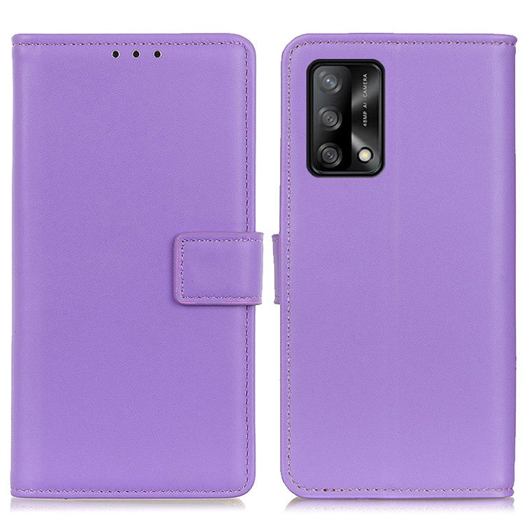 Magnetic Clasp PU Leather Protective Phone Wallet Stand Shell Case for Oppo F19 / Oppo A74 4G - Purple