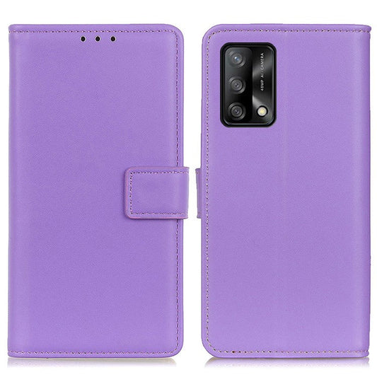 Magnetic Clasp PU Leather Protective Phone Wallet Stand Shell Case for Oppo F19 / Oppo A74 4G - Purple