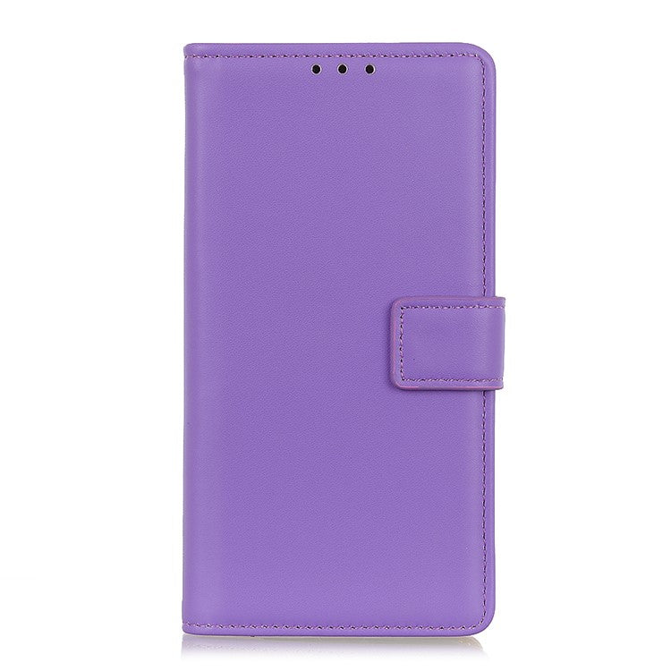 Magnetic Clasp PU Leather Protective Phone Wallet Stand Shell Case for Oppo F19 / Oppo A74 4G - Purple