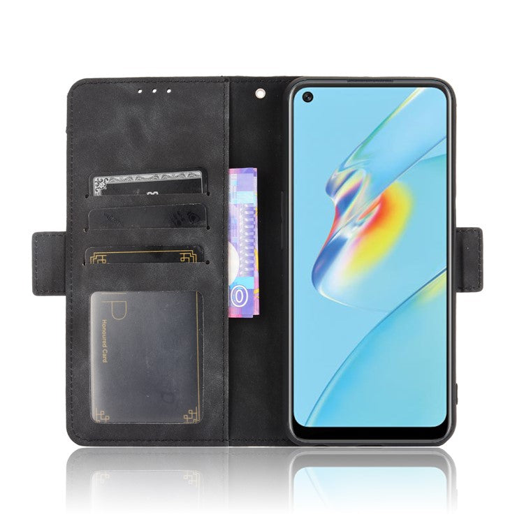 Wallet Design Multiple Card Slots Stand Leather Phone Case for Oppo A54 4G - Black