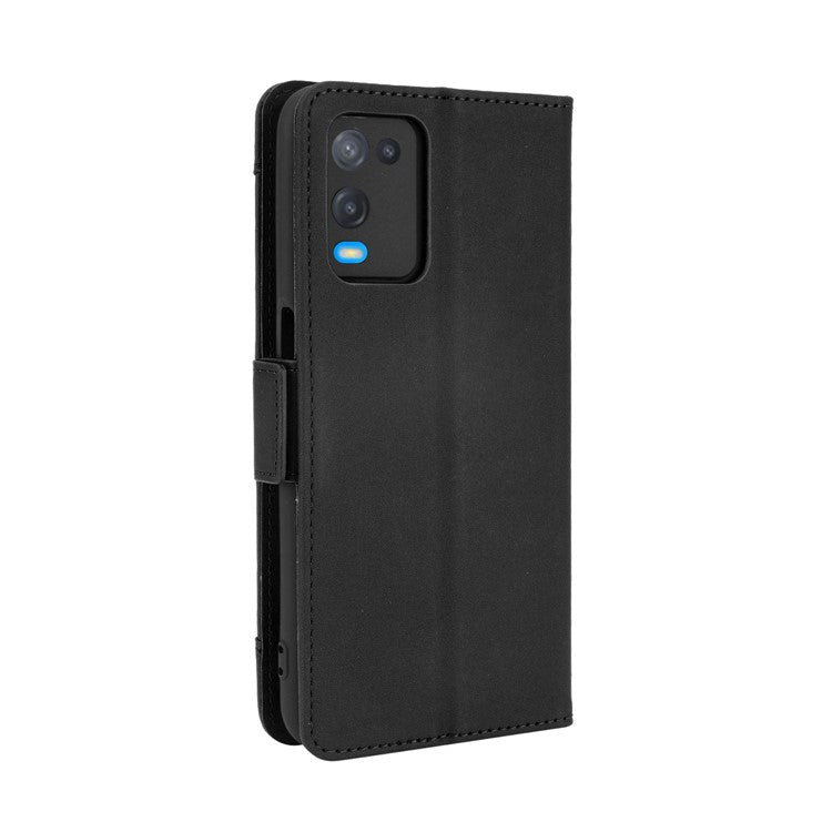 Wallet Design Multiple Card Slots Stand Leather Phone Case for Oppo A54 4G - Black
