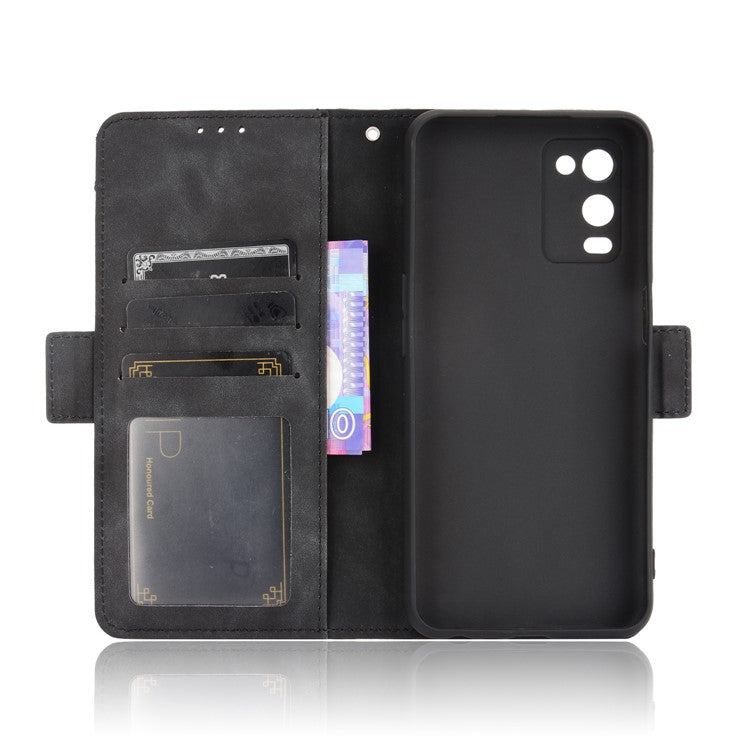 Wallet Design Multiple Card Slots Stand Leather Phone Case for Oppo A54 4G - Black