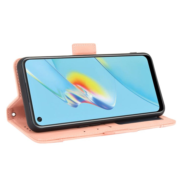 Wallet Design Multiple Card Slots Stand Leather Phone Case for Oppo A54 4G - Pink