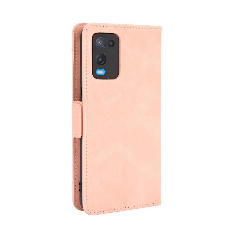 Wallet Design Multiple Card Slots Stand Leather Phone Case for Oppo A54 4G - Pink