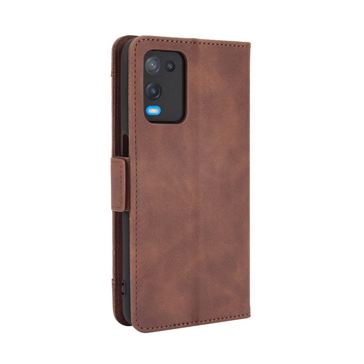 Wallet Design Multiple Card Slots Stand Leather Phone Case for Oppo A54 4G - Brown