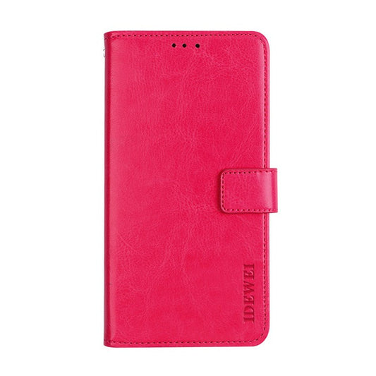 IDEWEI Folio Flip Crazy Horse Texture Leather Casing with Wallet Stand for Realme 8 5G/V13 5G/Narzo 30 5G - Rose