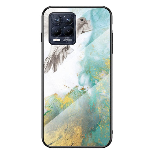 Marbling Pattern Tempered Glass Protective Case Back Cover for Realme 8/8 Pro - Flying Pigeon Marble