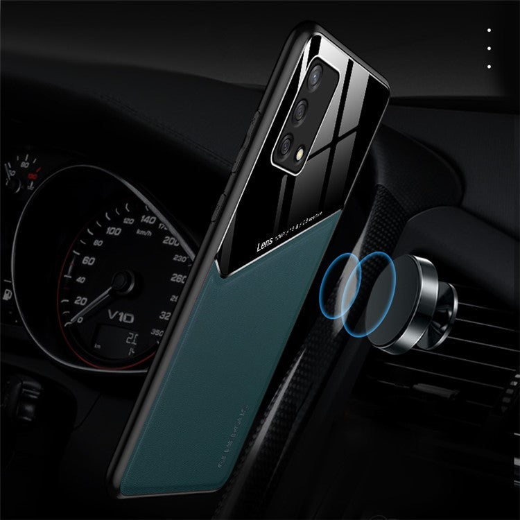 Precise Cut-Out Leather Coated Hybrid Case with Metal Sheet Inside for Oppo A74 4G - Blue
