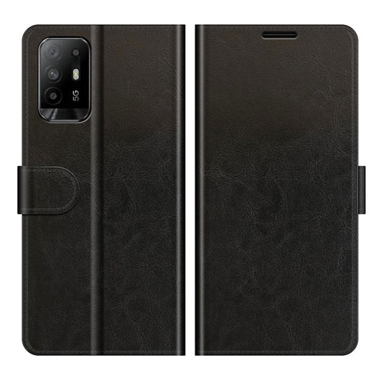 Wallet Case Design Retro Style Crazy Horse Texture Leather for Oppo A94 5G - Black