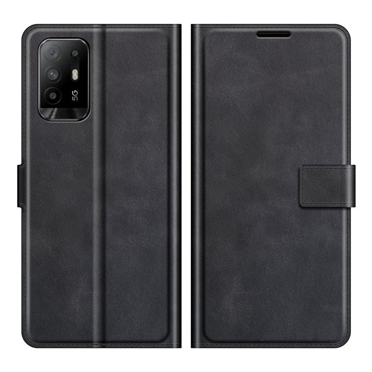 Magnetic Clasp Shockproof Phone Case Wallet Stand Flip Leather Cover for Oppo A94 5G - Black