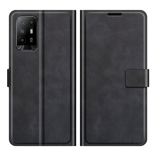 Magnetic Clasp Shockproof Phone Case Wallet Stand Flip Leather Cover for Oppo A94 5G - Black